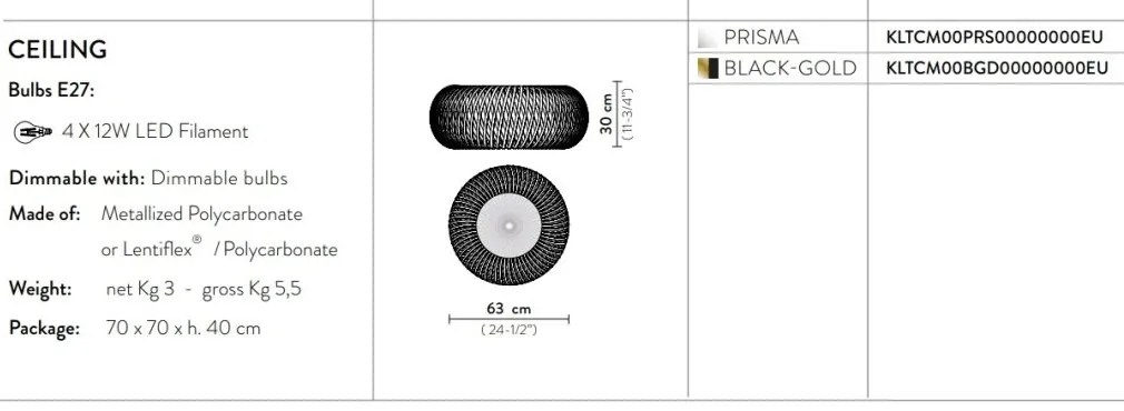 Plafoniera design Art Deco unicat realizat manual Kalatos negru/auriu