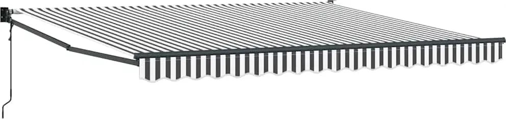 vidaXL Copertină retractabilă antracit/alb, 4x3 m, textil/aluminiu