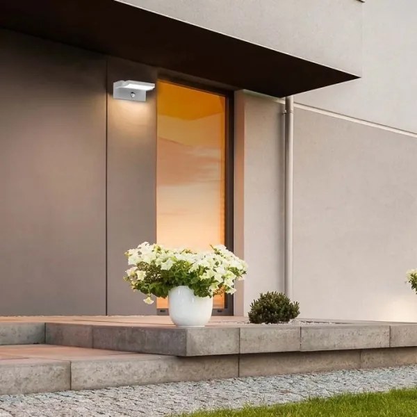 Aplica LED de perete pentru exterior cu senzor, 17W, 230V, 4000K, IP65, alb