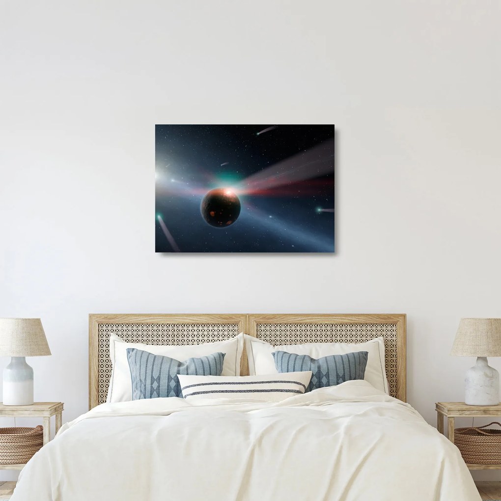Tablou pe sticlă cu planetă mică (70x50 cm)