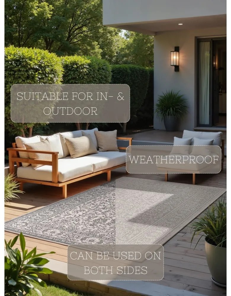 Covor pentru exterior și interior gri/fildeș 120x170 cm Duet Kona – NORTHRUGS