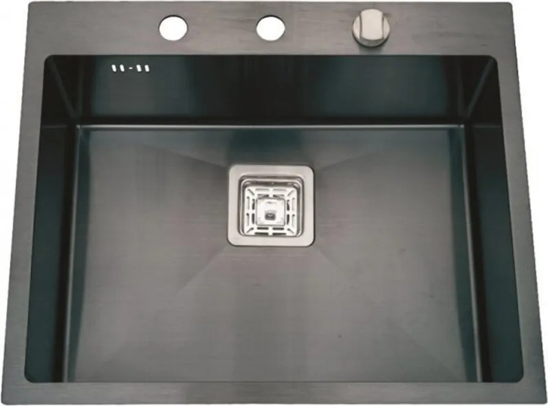 Chiuveta inox Inter Ceramic cu o cuva fara picurator finisaj negru satinat 60x50 cm