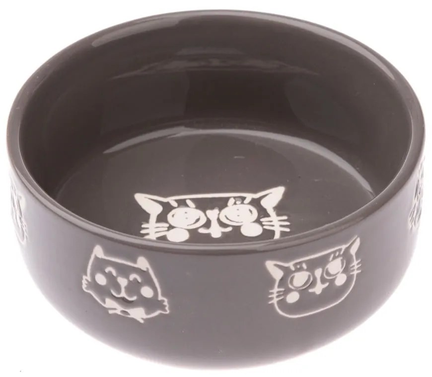 Bol din ceramică pentru pisici Dakls, 300 ml, gri