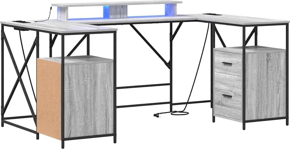 vidaXL Birou cu sertar Gri Sonoma 182 x 101 x 87,5 cm Lemn compozit