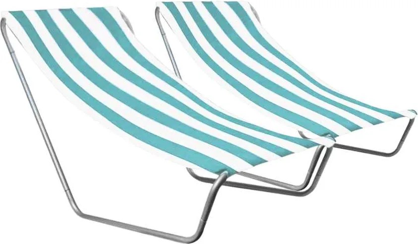 Set de 2 sezlonguri pliante pentru plaja SAND, dungi turcoaz
