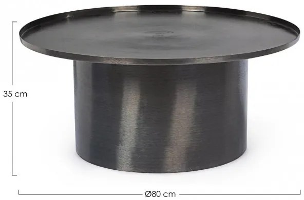 Masuta de cafea neagra din metal, Ø 80 cm, Kalpita Bizzotto