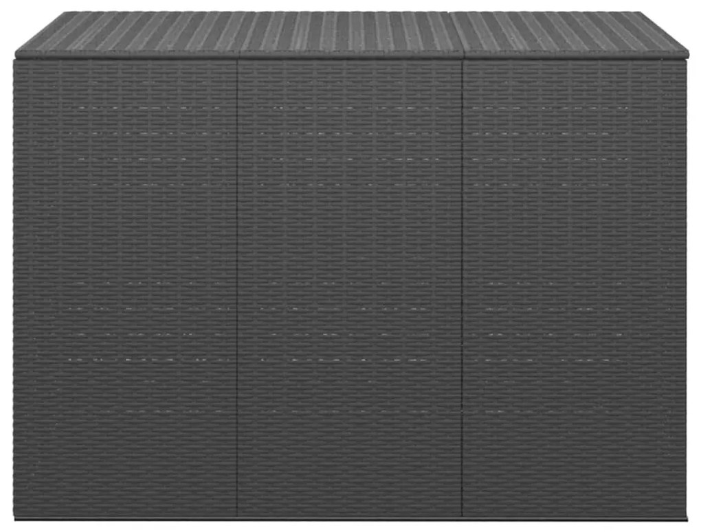 317229 vidaXL Ladă de perne pentru grădină, negru, 145x100x103 cm, PE ratan
