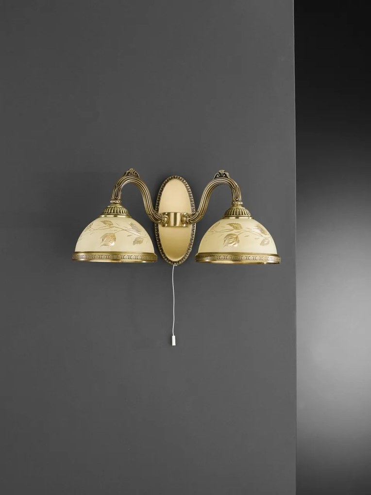 Aplica de perete din alama cu sticla decorata design italian II 6208
