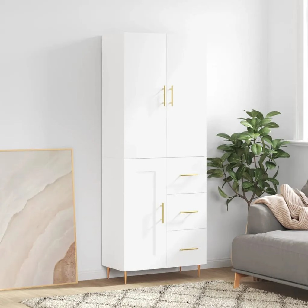 vidaXL Dulap înalt, alb, 69,5x34x180 cm, lemn compozit