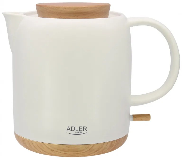 Cana electrica Adler AD 1304, 1200W, 1l, Ceramica, Baza rotativa, Protectie fierbere fara apa, Ecru