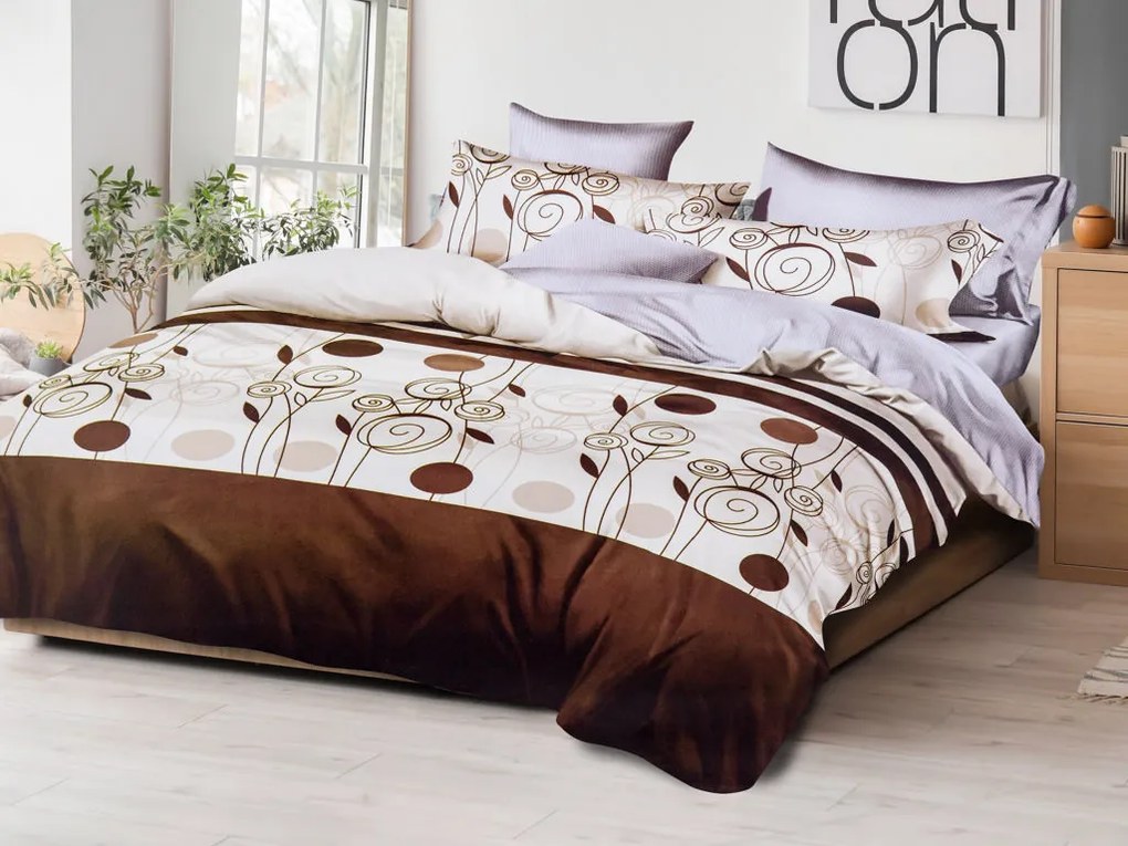Lenjerie de pat din bumbac Culoare crem, CAPONE + fata de perna 40 x 50 cm gratuit