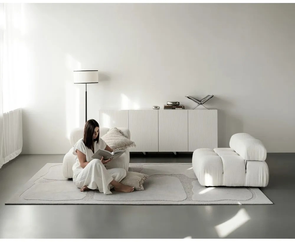 Covor gri deschis din lână 133x190 cm Morphic Organica – Agnella