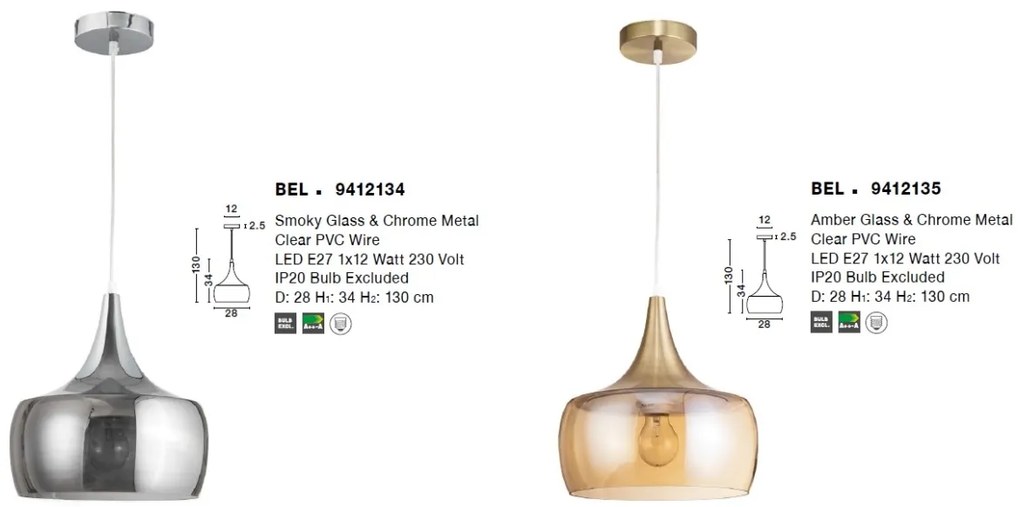 Pendul design modern BEL amber NVL-9412135