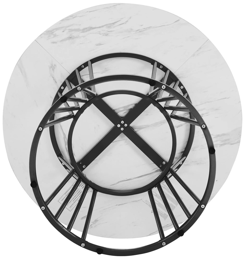 Masă rotundă modernă pentru dining, Alb+Negru | Aosom Romania