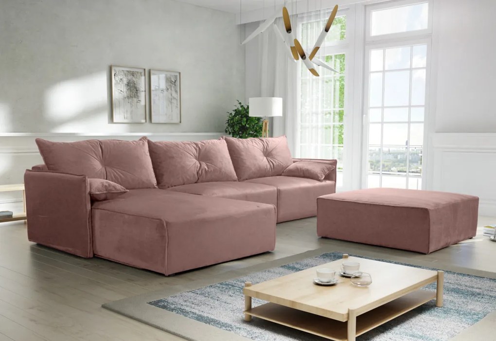 Supermobel Canapea extensibilă de colț LEON + taburet, 318x85x179, royal 14, stanga