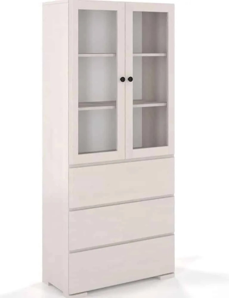 Vitrină lemn masiv TerraCraft Fag 3 Sertare, 80 × 38 × 182 cm - Natural