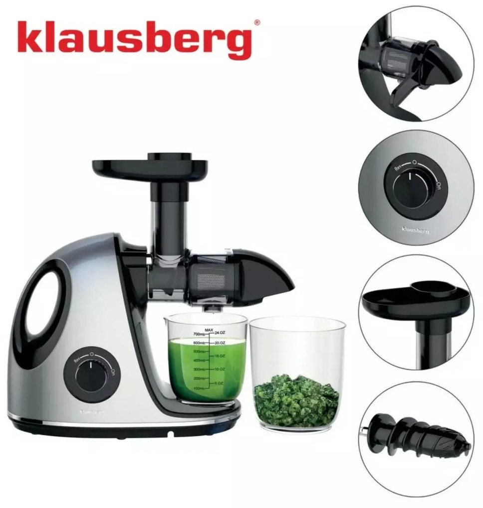 Storcator de fructe cu rotație lentă Klausberg KB7863, argintiu