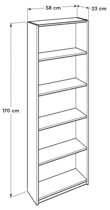 Biblioteca Adore Nurdan, 5 rafturi, 58 x 170 x 23 cm