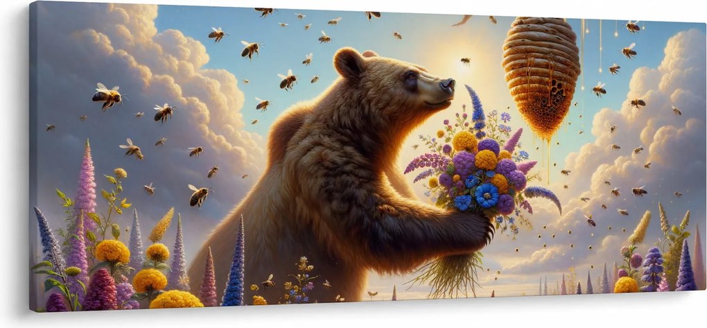 Tablou - Ursul și albinele (120x50 cm)