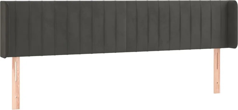 vidaXL Tăblie de pat cu aripioare gri închis 163x16x78/88 cm catifea