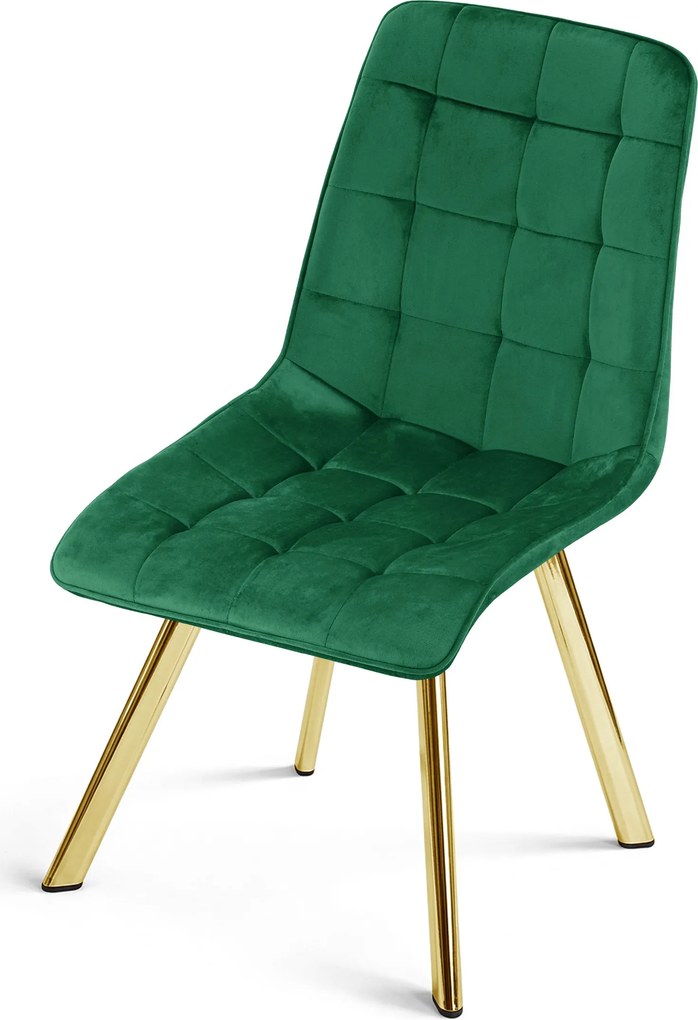 Scaun de masa CIEZA VELVET cu picioare aurii, verde