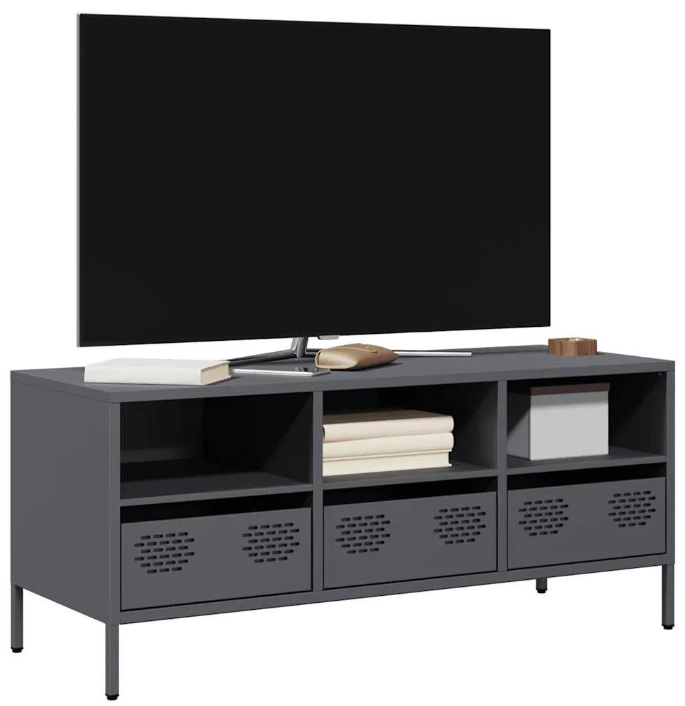 vidaXL Dulap TV, antracit, 101,5x39x43,5 cm, oțel laminat la rece
