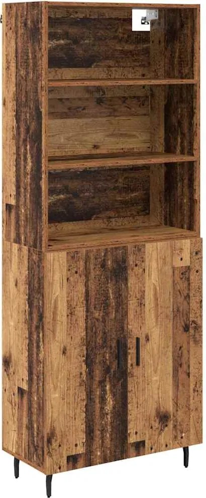 vidaXL Bufet Lemn Vechi 69,5 x 34 x 180 cm Lemn Stratificat și Sticlă