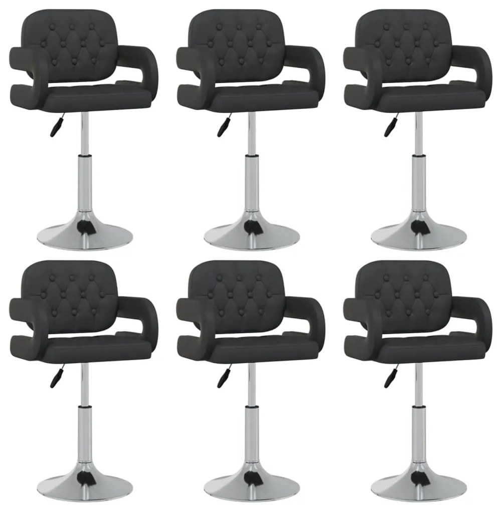 vidaXL Scaune de bucătărie pivotante, 6 buc., negru, piele ecologică