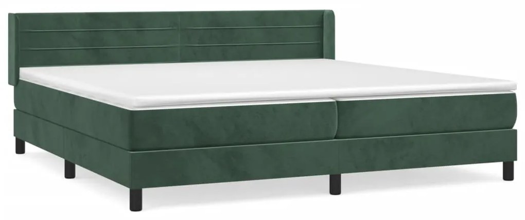 3131042 vidaXL Pat box spring cu saltea, verde închis, 200x200 cm, catifea