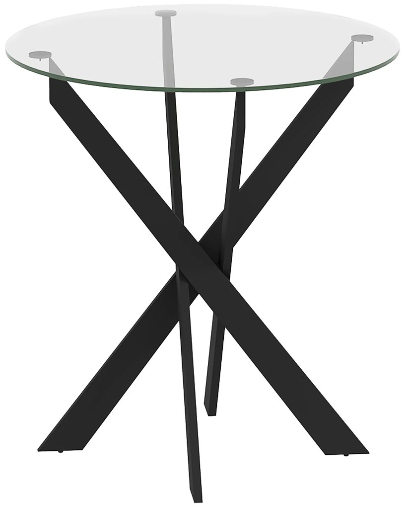 HOMCOM Masa de dining moderna din sticla, diametru 70 cm, Masa de bucatarie cu placa de sticla securizata si picioare din metal, pentru 4 persoane | Aosom Romania
