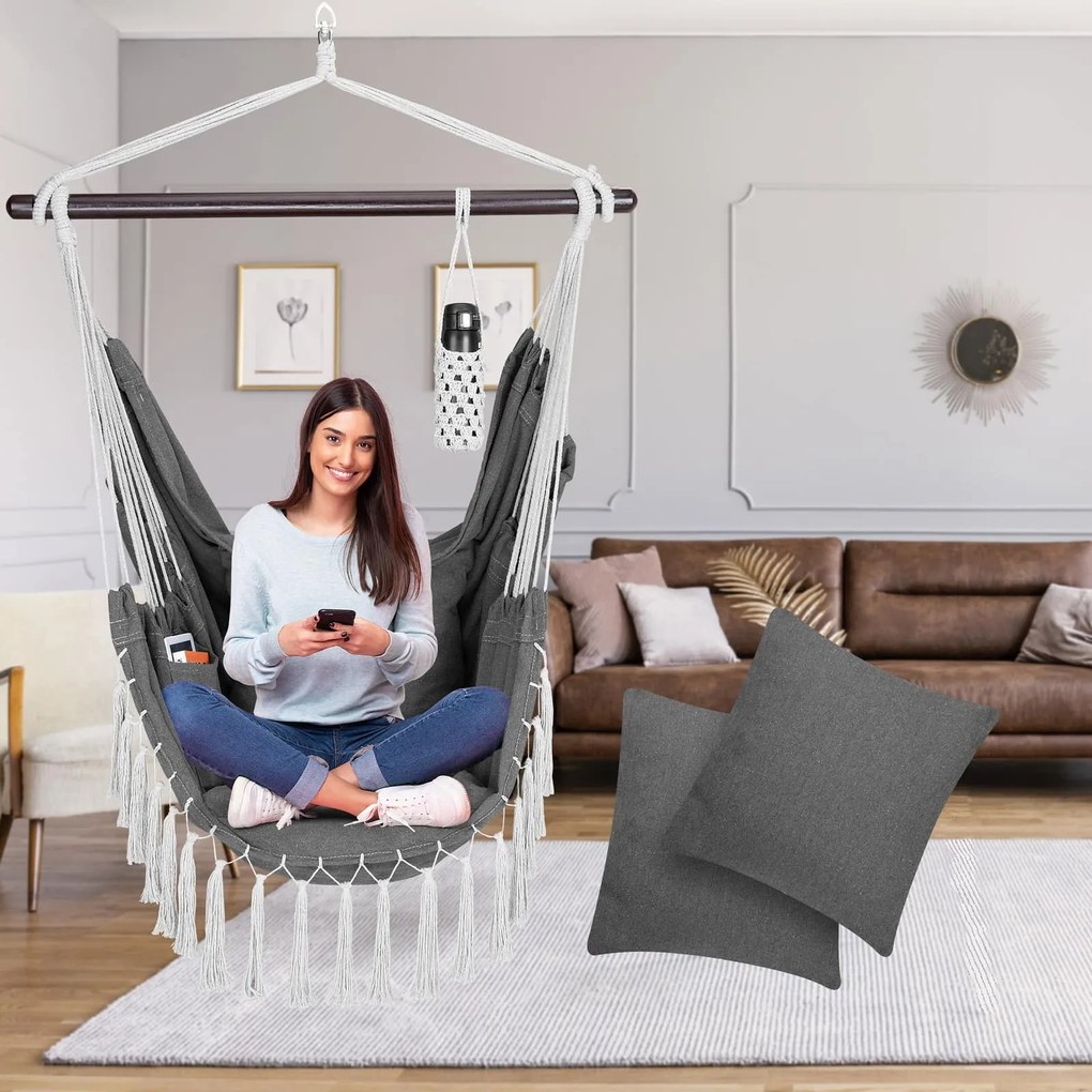 Scaun suspendat MANDY 170x100x150 cm, gri închis Detex