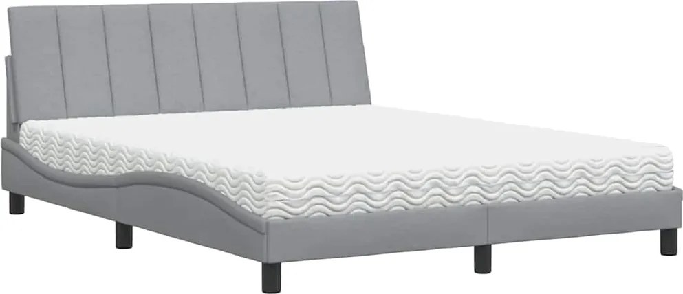 vidaXL Pat cu saltea, Hanko, gri deschis, 160x200 cm, textil