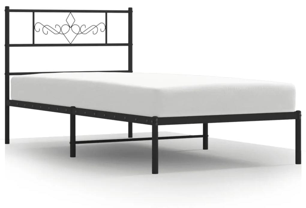 355259 vidaXL Cadru de pat metalic cu tăblie, negru, 90x190 cm