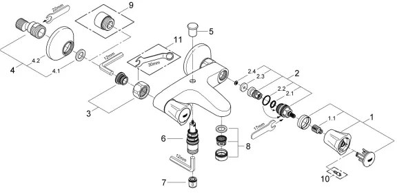 GROHE 25450001 - Baterie pentru cadă COSTA L, DN 15, crom lucios