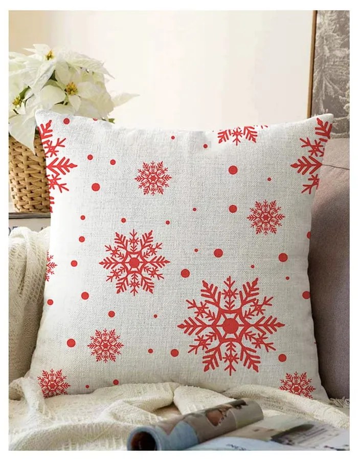 Set 4 fețe de pernă și un napron de masă cu model de Crăciun Minimalist Cushion Covers Red Christmas