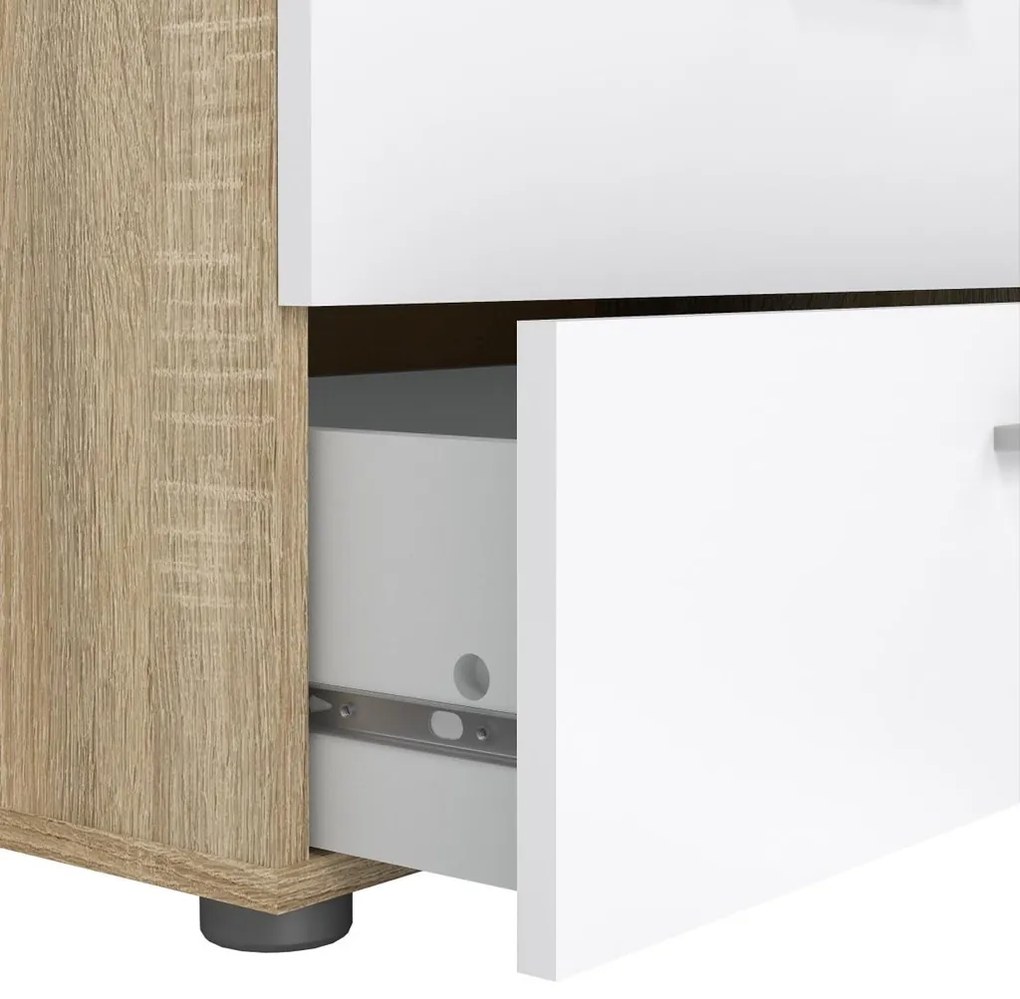 Comodă Pedro, stejar sonoma / alb lucios