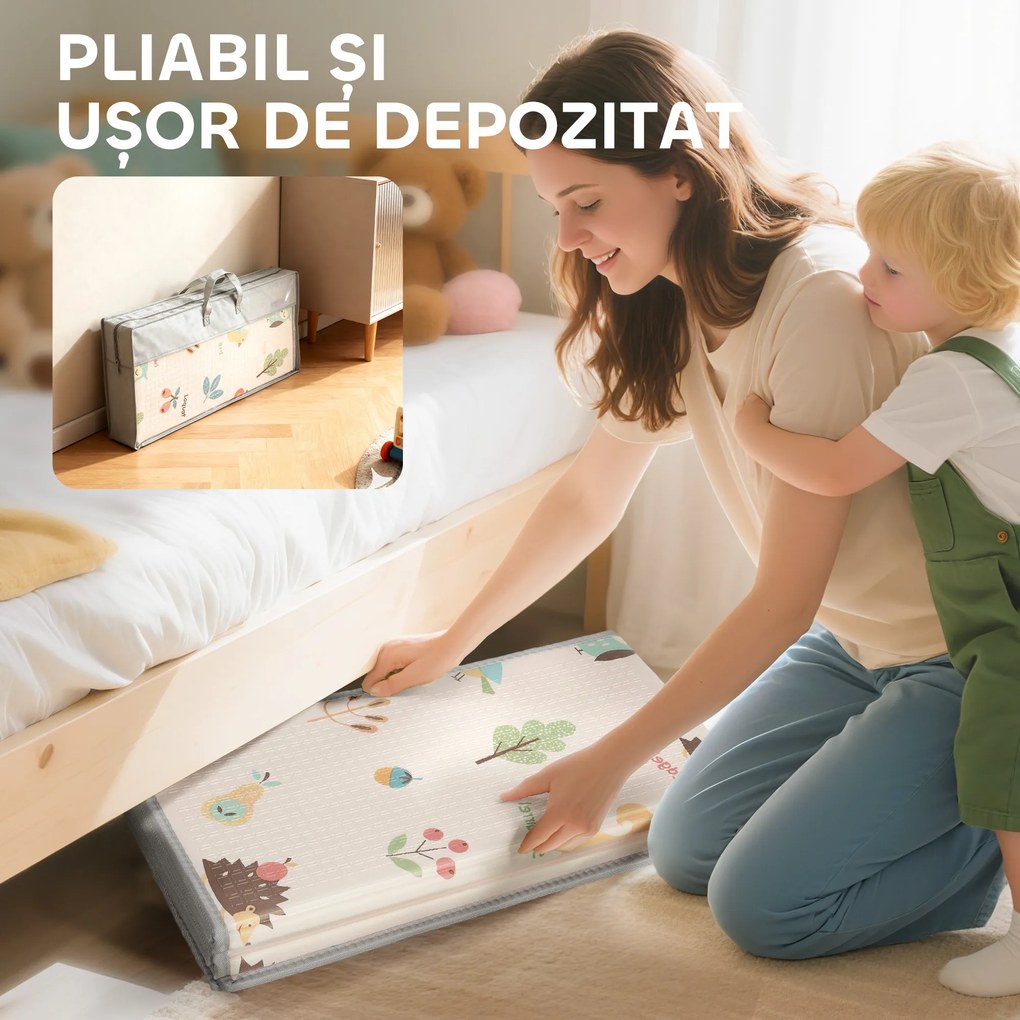 AIYAPLAY Covoraș pentru Copii 0-3 Ani cu Numere și Litere, Suprafață Impermeabilă, din XPE Multicolor, 176.5x148x1 cm | Aosom Romania