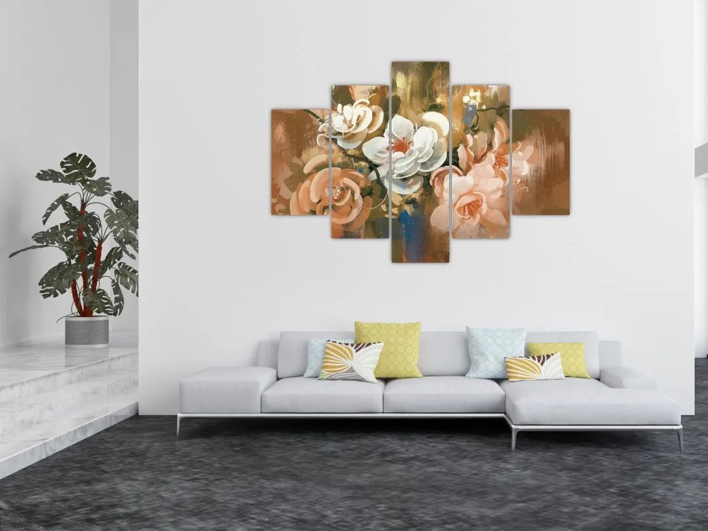 Tablou -Buchet de flori pictat (150x105 cm)