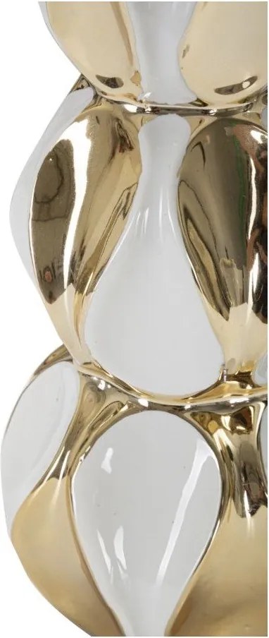 Veioză albă-aurie din ceramică cu abajur textil (înălțime 46 cm) Glam Balls – Mauro Ferretti