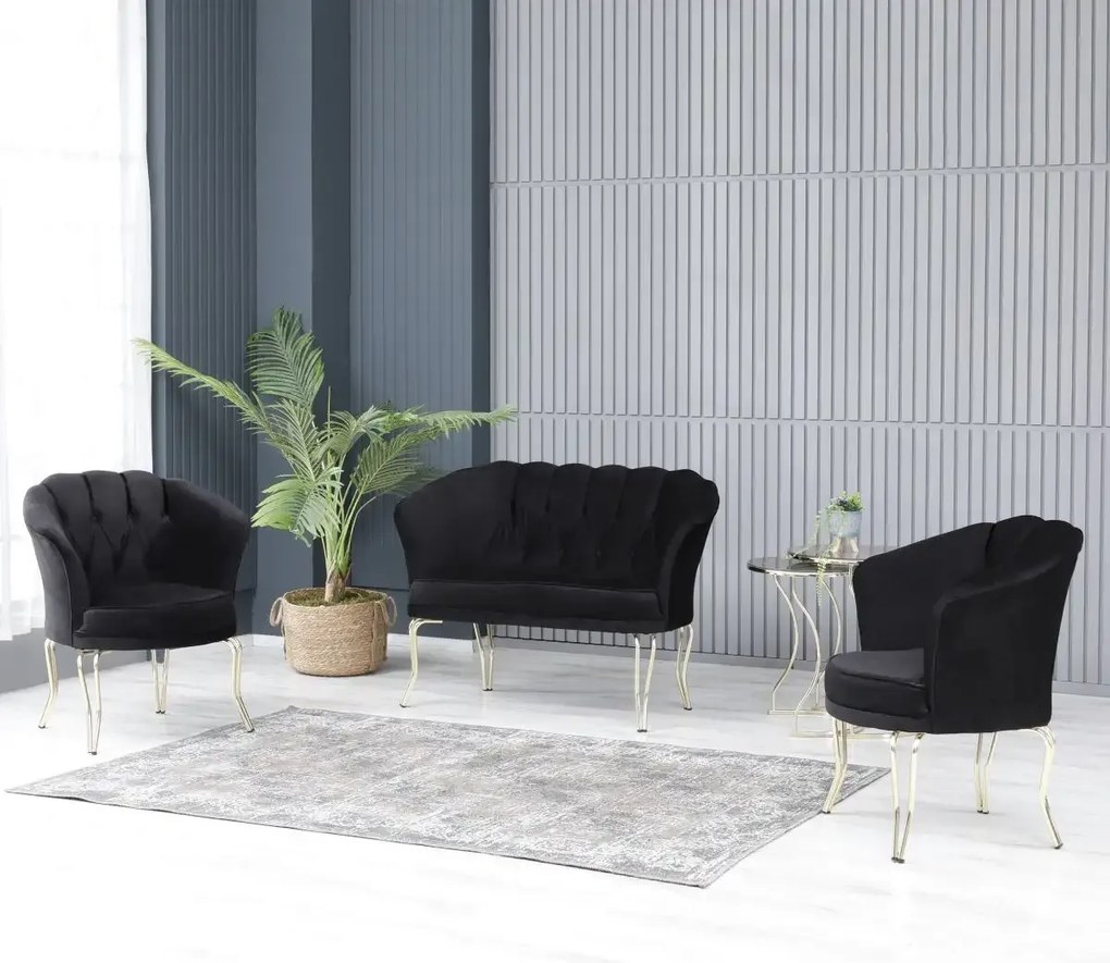 Set canapea Viena 2+1+1Homs textil negru-auriu,30702