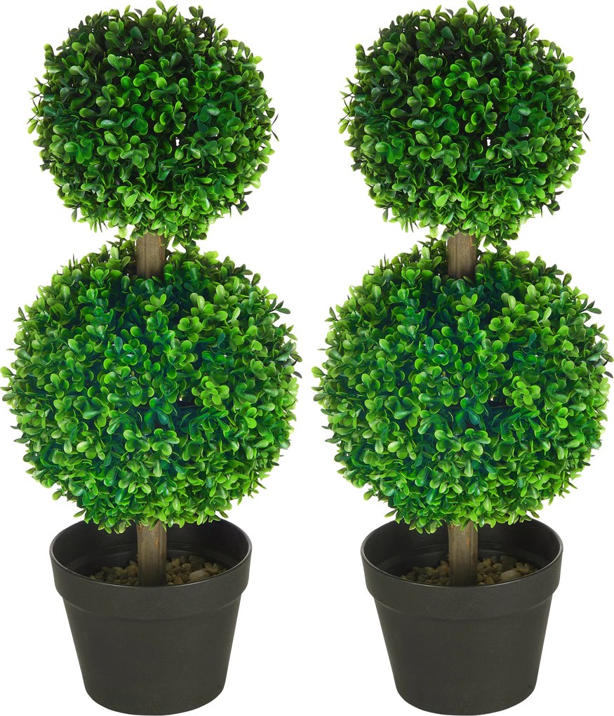 HOMCOM Arbore Buxus Artificial Sferic în Ghiveci 60 cm, Verde, Decorativ pentru Interior/Exterior, Rezistent la UV | Aosom Romania