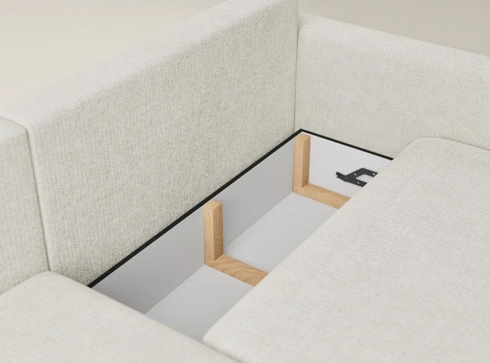 Colțar crem extensibil/cu spațiu de depozitare cu tapițerie din chenille (cu colț pe partea stângă/cu șezlong) Leon – Maison de Rêve