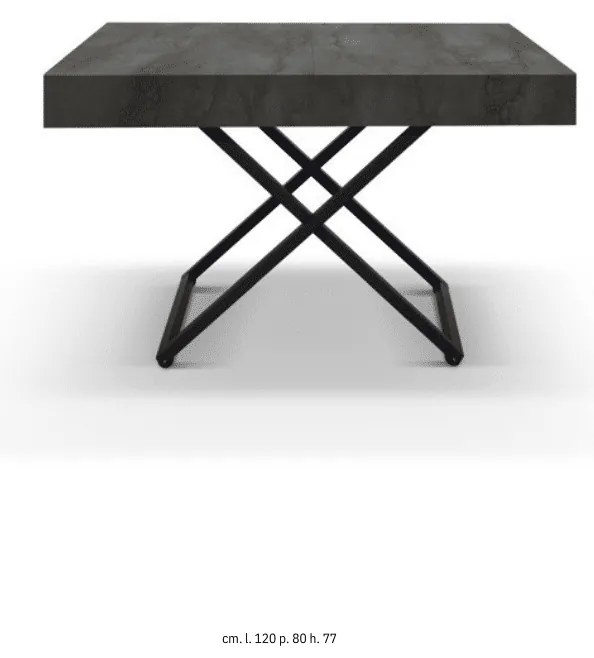 Masa Transformabila, extensibila, cu sistem de ridicare-coborare - LEMN RUSTIC - 120 cm / 80 cm - Transformabila