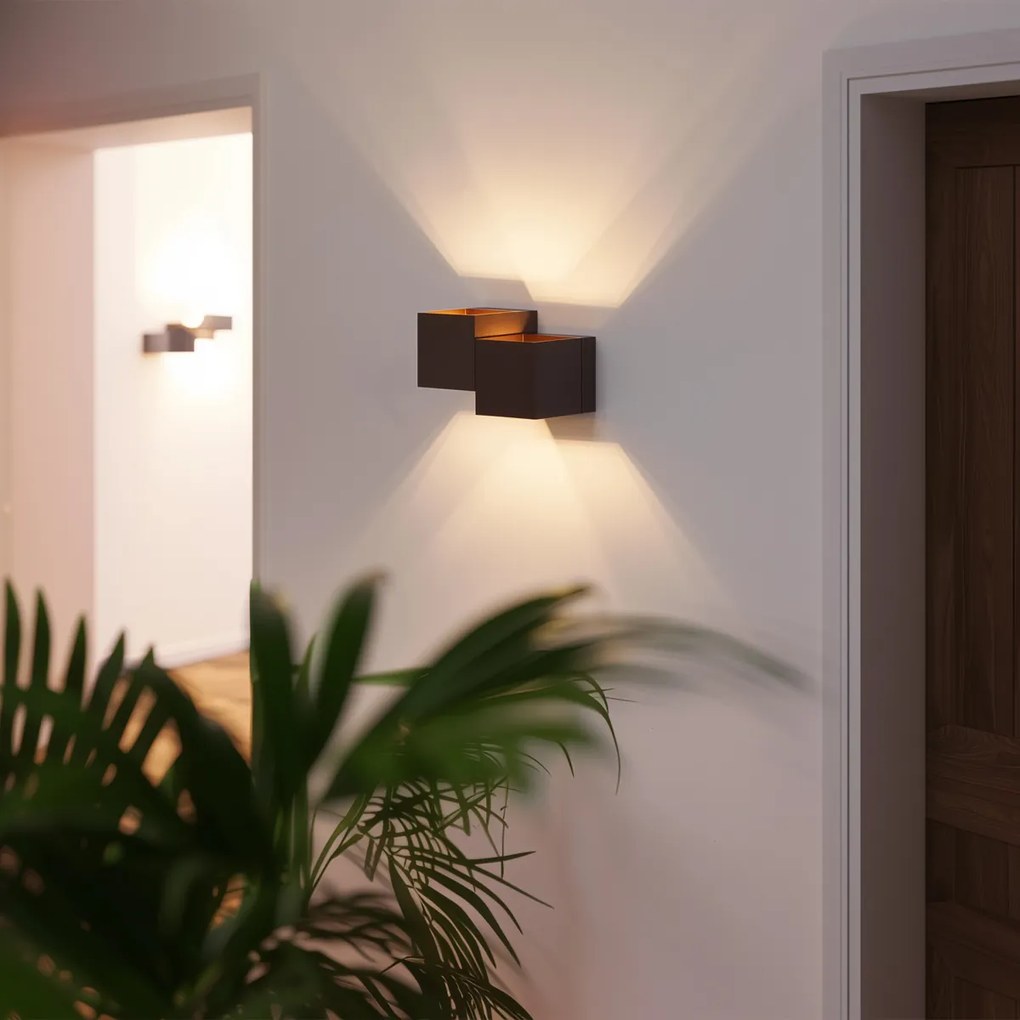 Lampă de perete modernă bronz închis cu 2 lumini - Transfer Double