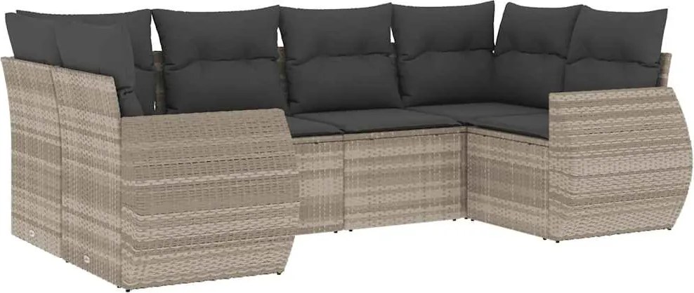 vidaXL Set canapele de grădină cu perne, 6 piese gri deschis poliratan