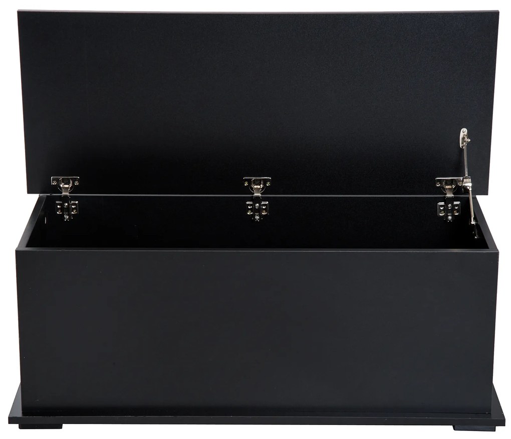 HOMCOM Cutie de depozitare cutie pentru jucării cu capacitate mare de depozitare și balamaua blocată din lemn 100 x 40 x 40 cm negru | Aosom Romania