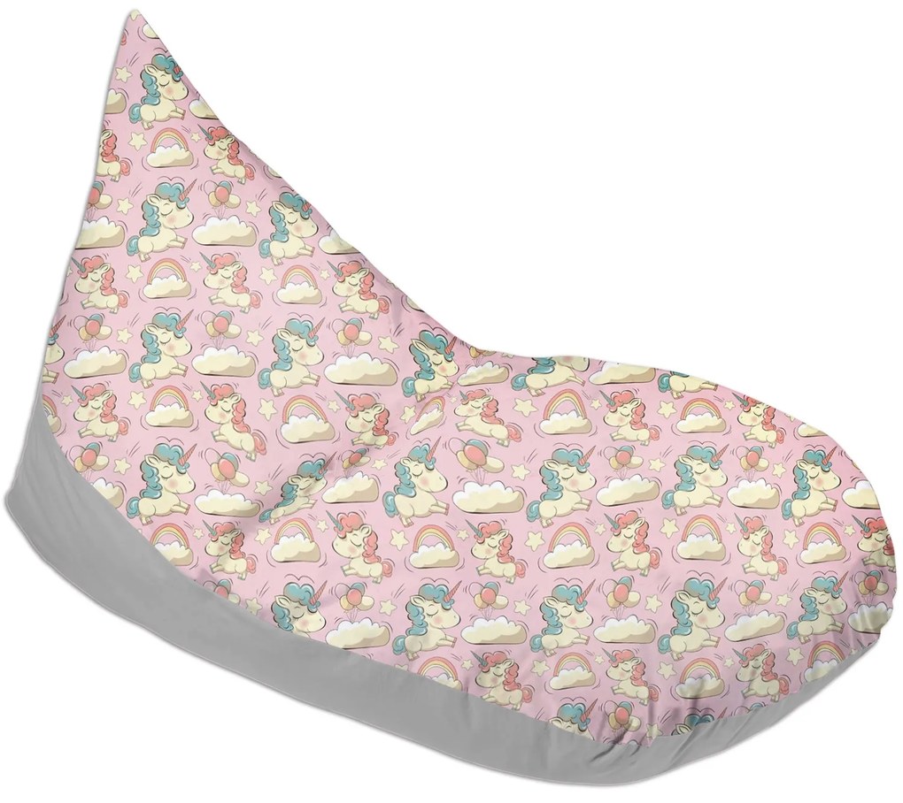 Fotoliu copii Bean Bag Lounger Unicorn, husa bumbac detasabila