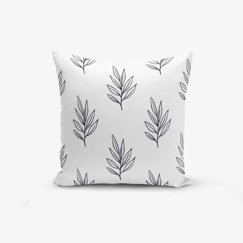 Față de pernă cu amestec din bumbac Minimalist Cushion Covers White Leaf, 45 x 45 cm