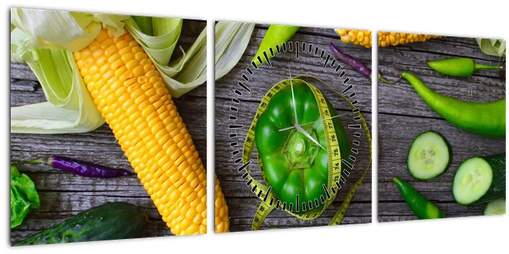 Tablou cu legume (cu ceas) (90x30 cm)