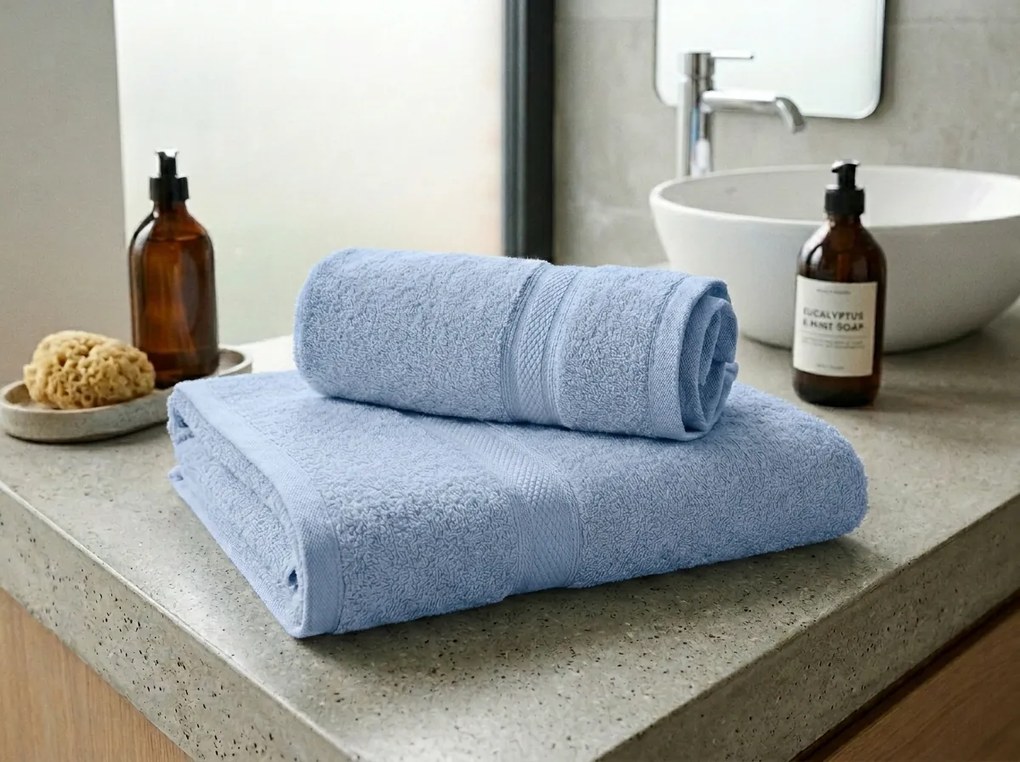 1x prosop de baie CLARYSSE ELEGANCE 70x140 cm + 1x prosop CLARYSSE 60x110 cm 100% bumbac, albastru